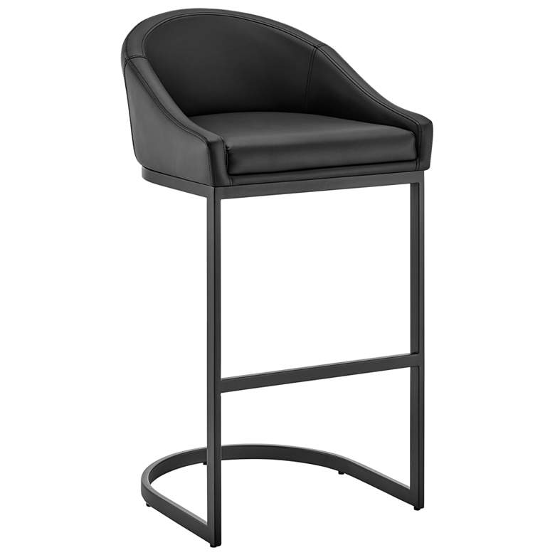 Image 1 Atherik 24 in. Barstool in Black Finish with Black Faux Leather