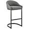 Atherik 24 in. Barstool in Black Finish with Grey Faux Leather