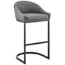 Atherik 28 in. Barstool in Black Finish with Grey Faux Leather
