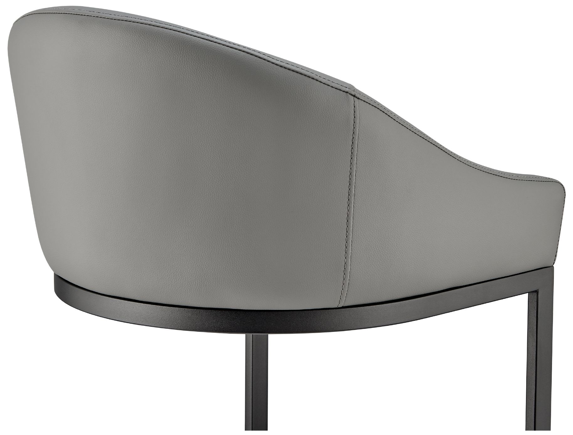 Atherik 28 in. Barstool in Black Finish with Grey Faux Leather