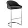 Atherik 28 in. Barstool in Brushed Stainless Steel, Black Faux Leather