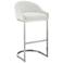 Atherik 28 in. Barstool in Brushed Stainless Steel, White Faux Leather