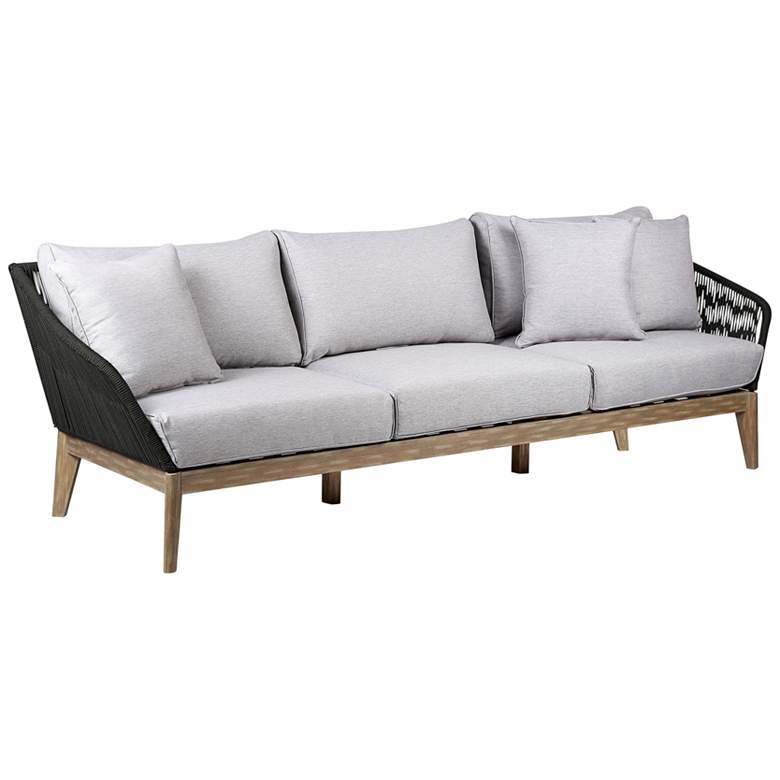 Image 7 Athos Charcoal Rope Light Eucalyptus Outdoor 3-Seater Sofa more views