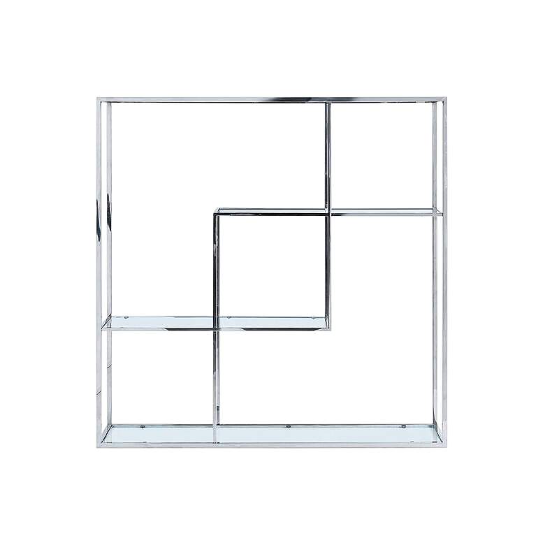 Image 1 Athos Clear Glass and Stainless Steel Bookshelf