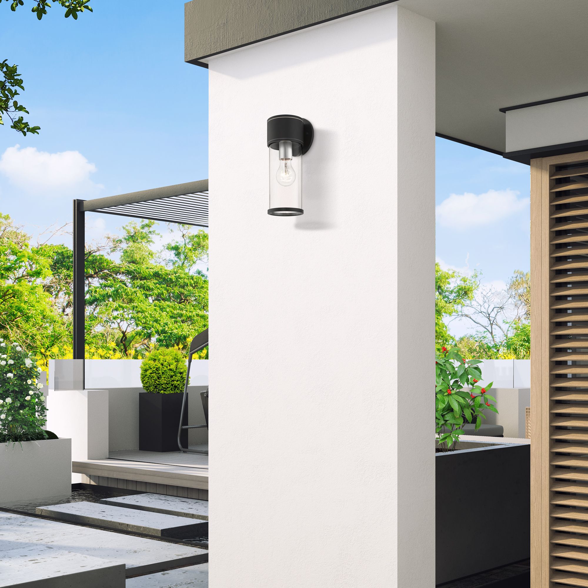 Atlantic 1 Light Textured Black Outdoor Medium Wall Lantern