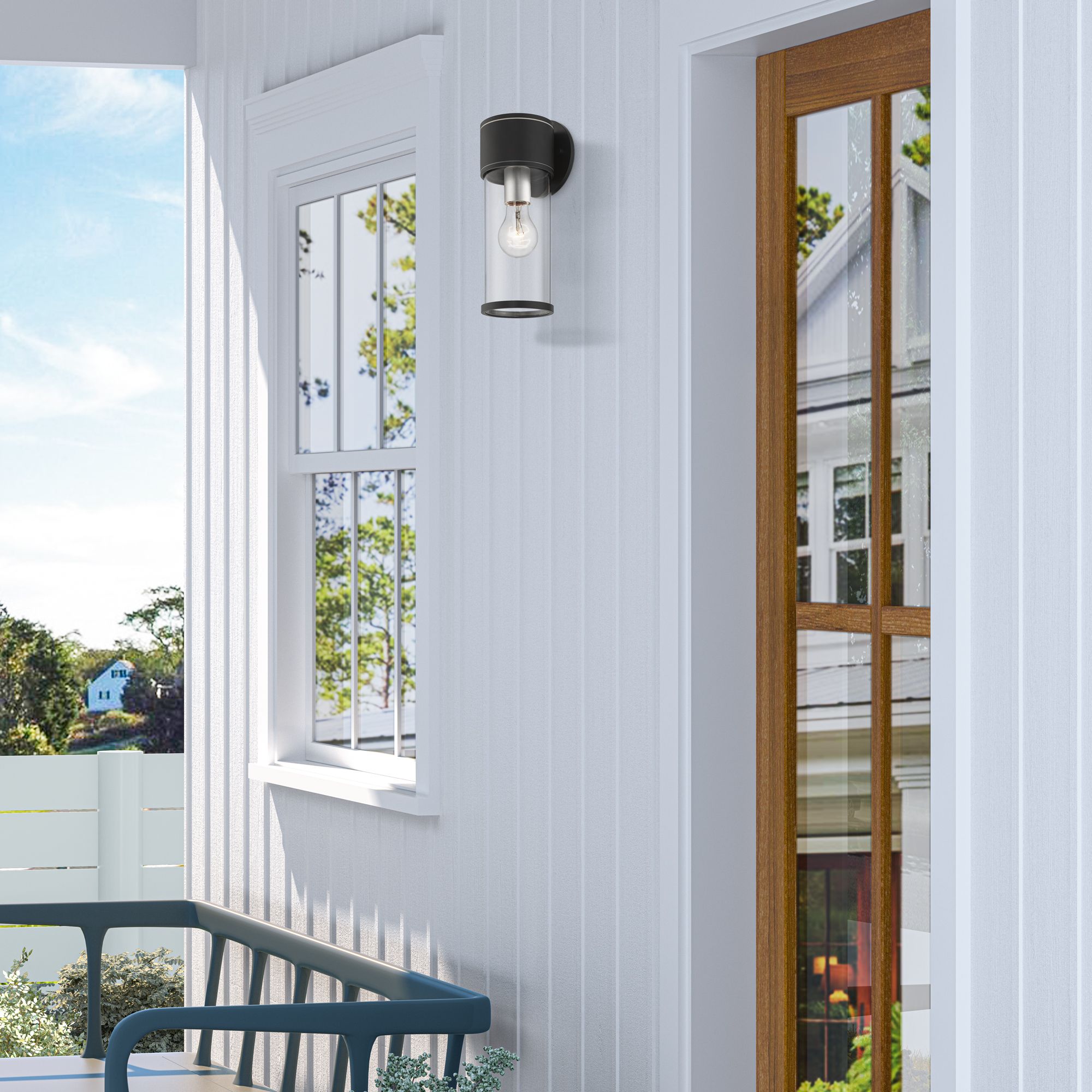 Atlantic 1 Light Textured Black Outdoor Medium Wall Lantern