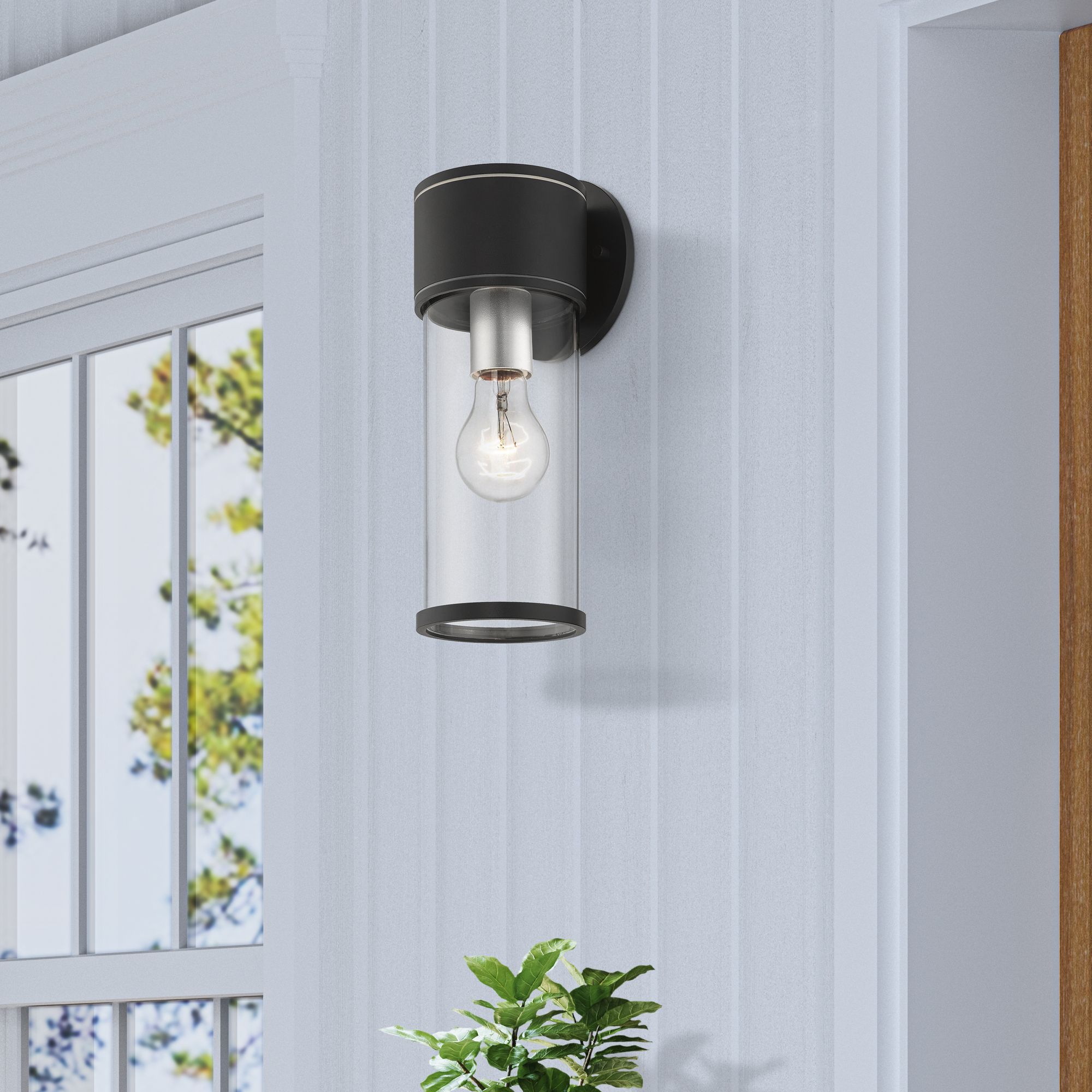 Atlantic 1 Light Textured Black Outdoor Medium Wall Lantern