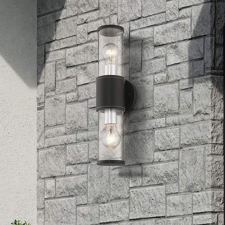 Image 1 Atlantic 2 Light Textured Black Outdoor Large ADA Wall Lantern