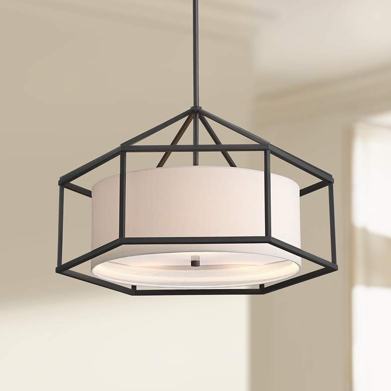 Image 1 Atlantic 24" Wide 3-Light Black Hexagon Pendant Light