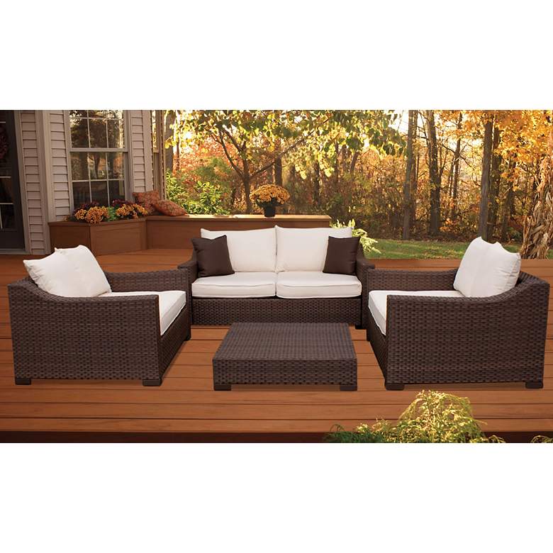 Image 1 Atlantic Oxford Deep 4-Piece Off-White Outdoor Seating Set