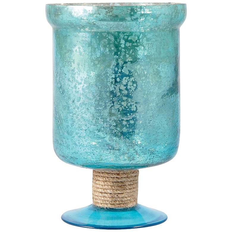 Image 1 Atlantica Turquoise Small Footed Hurricane Candle Holder