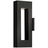 Atlantis 16&quot;H Black and Etched Glass LED Outdoor Wall Light