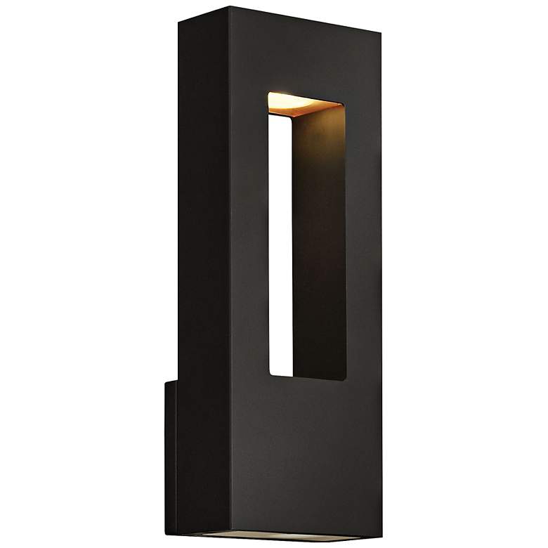 Atlantis 16 inchH Black and Frosted Glass LED Outdoor Wall Light