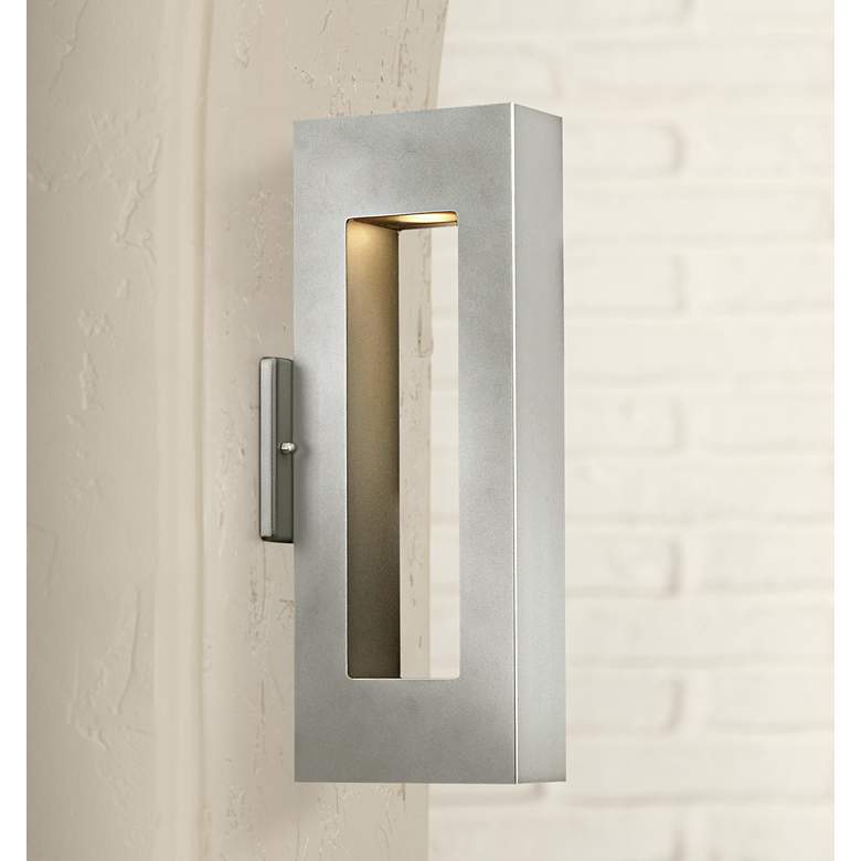 Image 1 Atlantis 16 inchH Titanium-Etched Glass LED Outdoor Wall Light