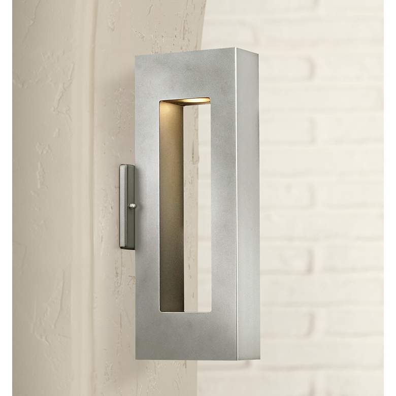 Image 1 Atlantis 16"H Titanium-Etched Glass LED Outdoor Wall Light