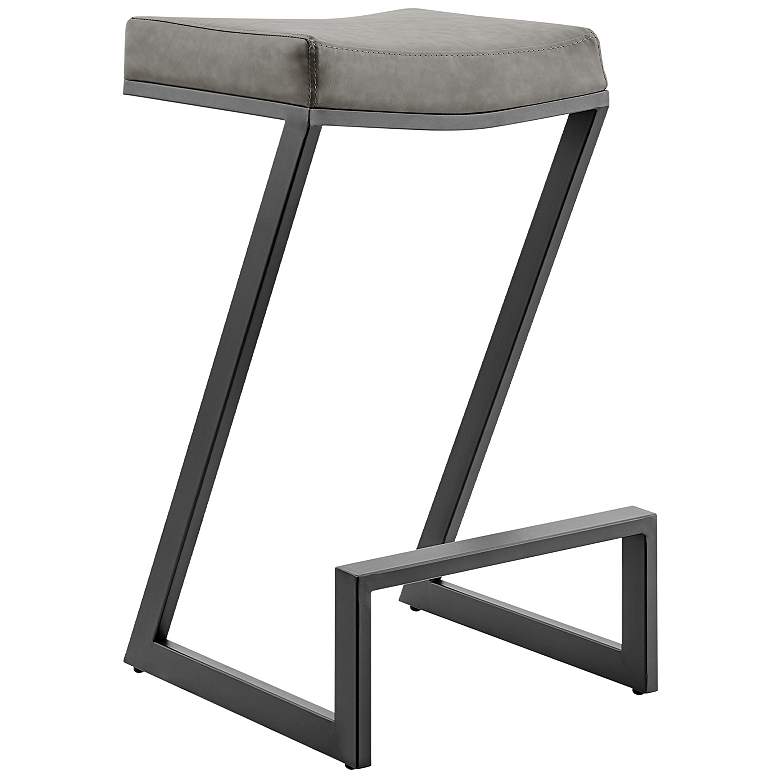 Image 1 Atlantis 26 in. Backless Bar Stool in Iron and Vintage Gray Faux Leather