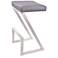 Atlantis 26 in. Backless Barstool in Grey Faux Leather and Stainless Steel