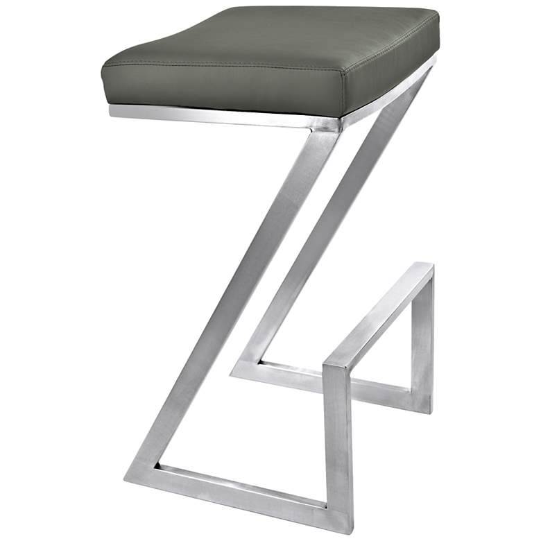 Image 2 Atlantis 26" Gray Faux Leather Counter Stool