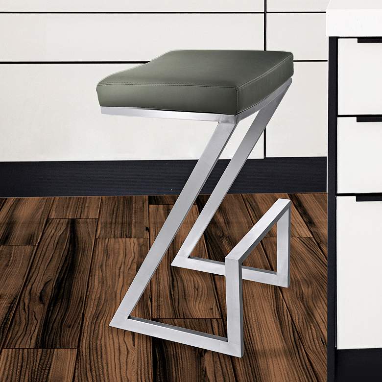 Image 1 Atlantis 26" Gray Faux Leather Counter Stool