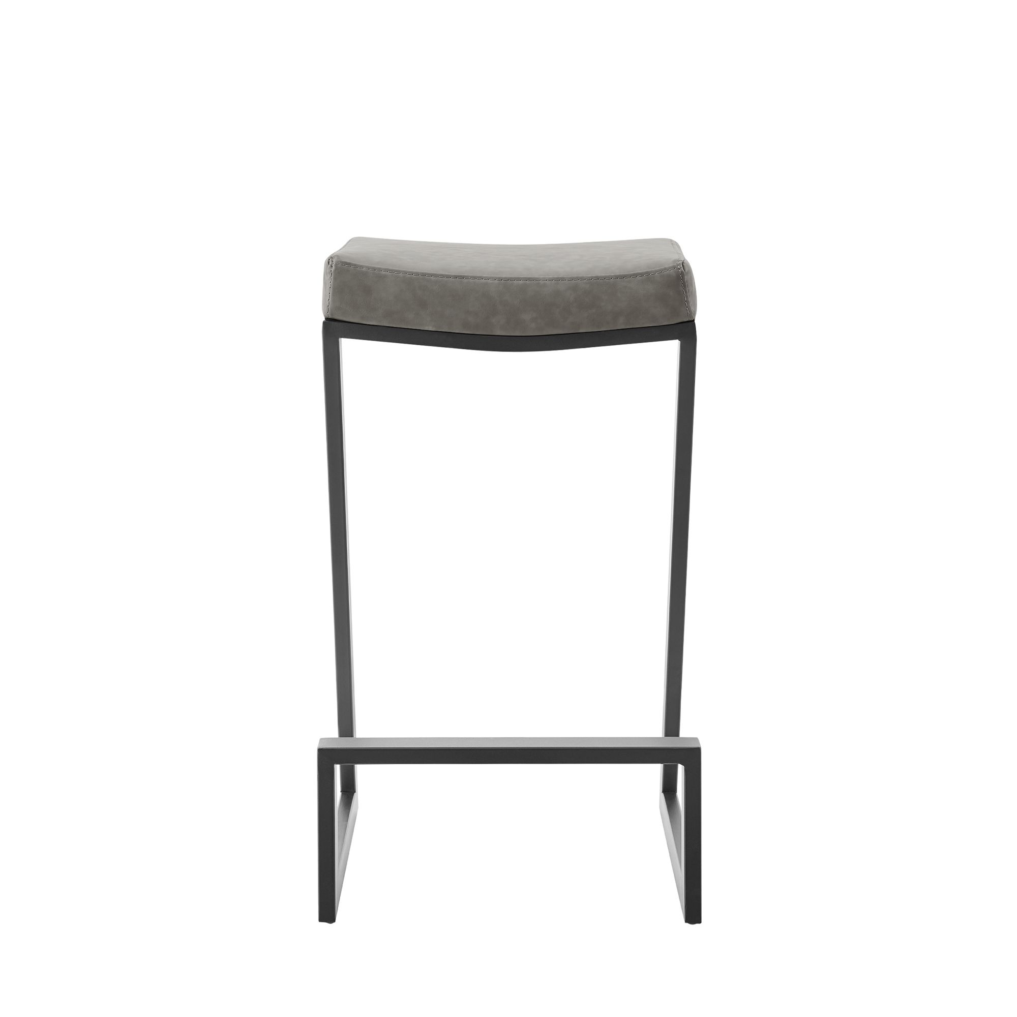 Image 5 Atlantis 30 in. Backless Bar Stool in Iron and Vintage Gray Faux Leather more views