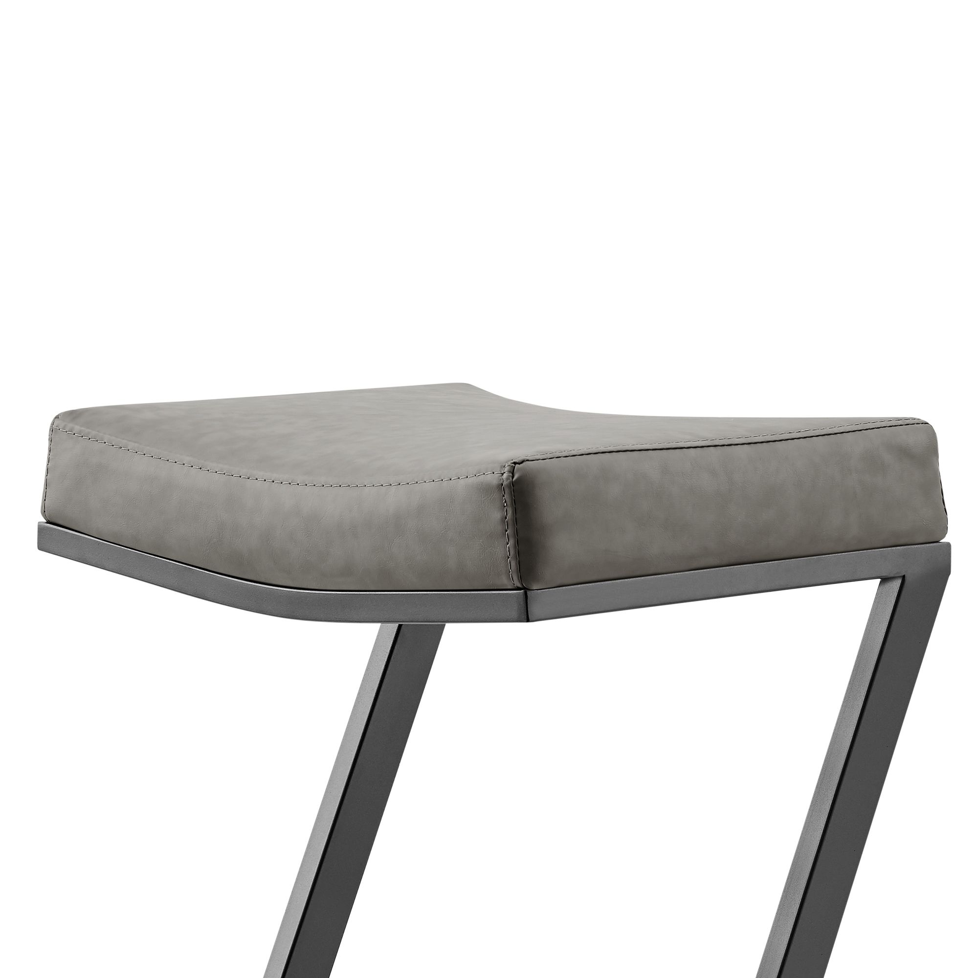 Image 7 Atlantis 30 in. Backless Bar Stool in Iron and Vintage Gray Faux Leather more views