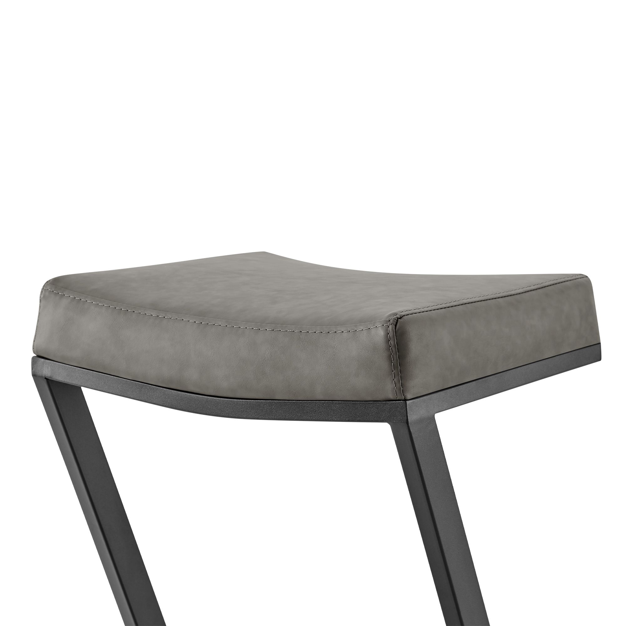 Atlantis 30 in. Backless Bar Stool in Iron and Vintage Gray Faux Leather