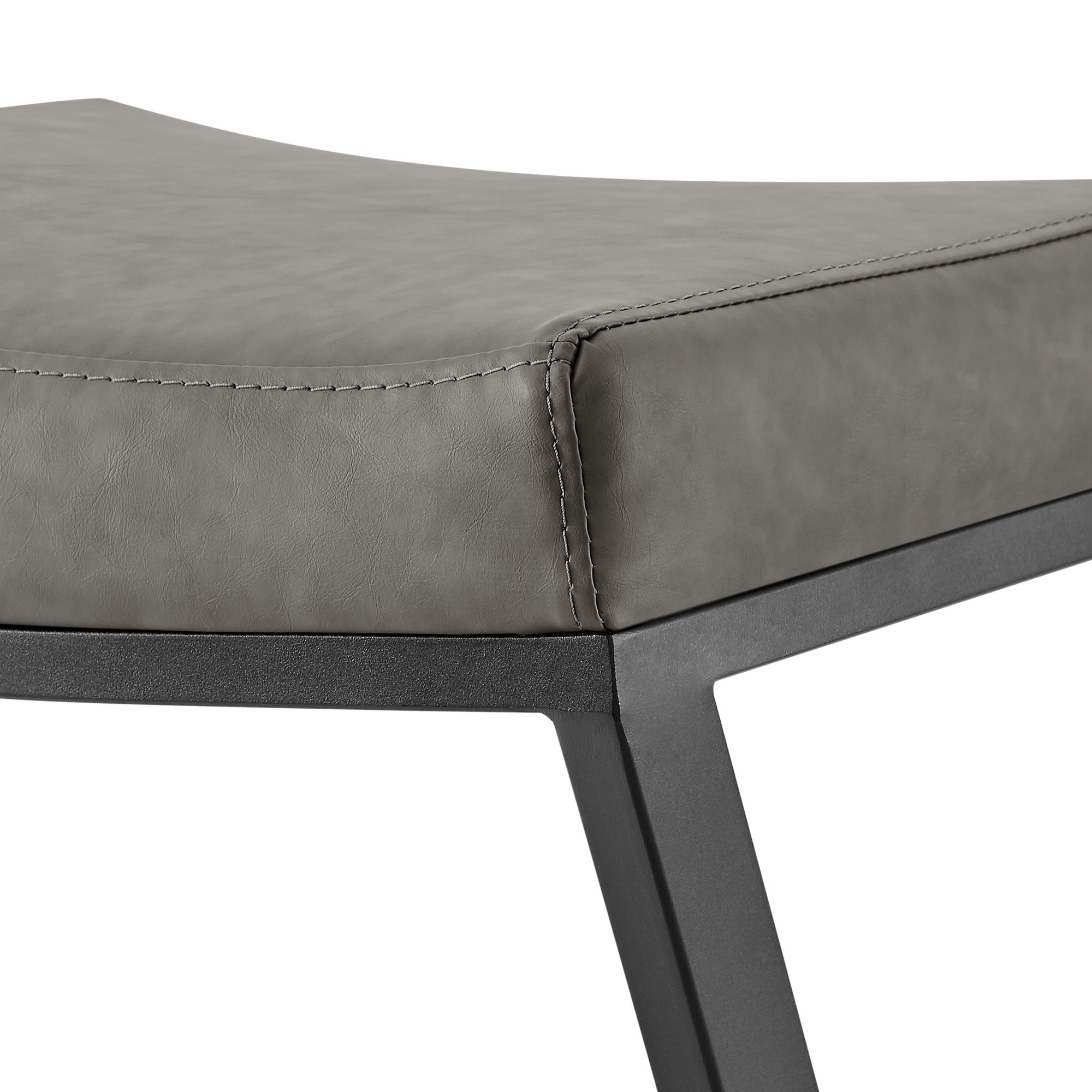 Atlantis 30 in. Backless Bar Stool in Iron and Vintage Gray Faux Leather