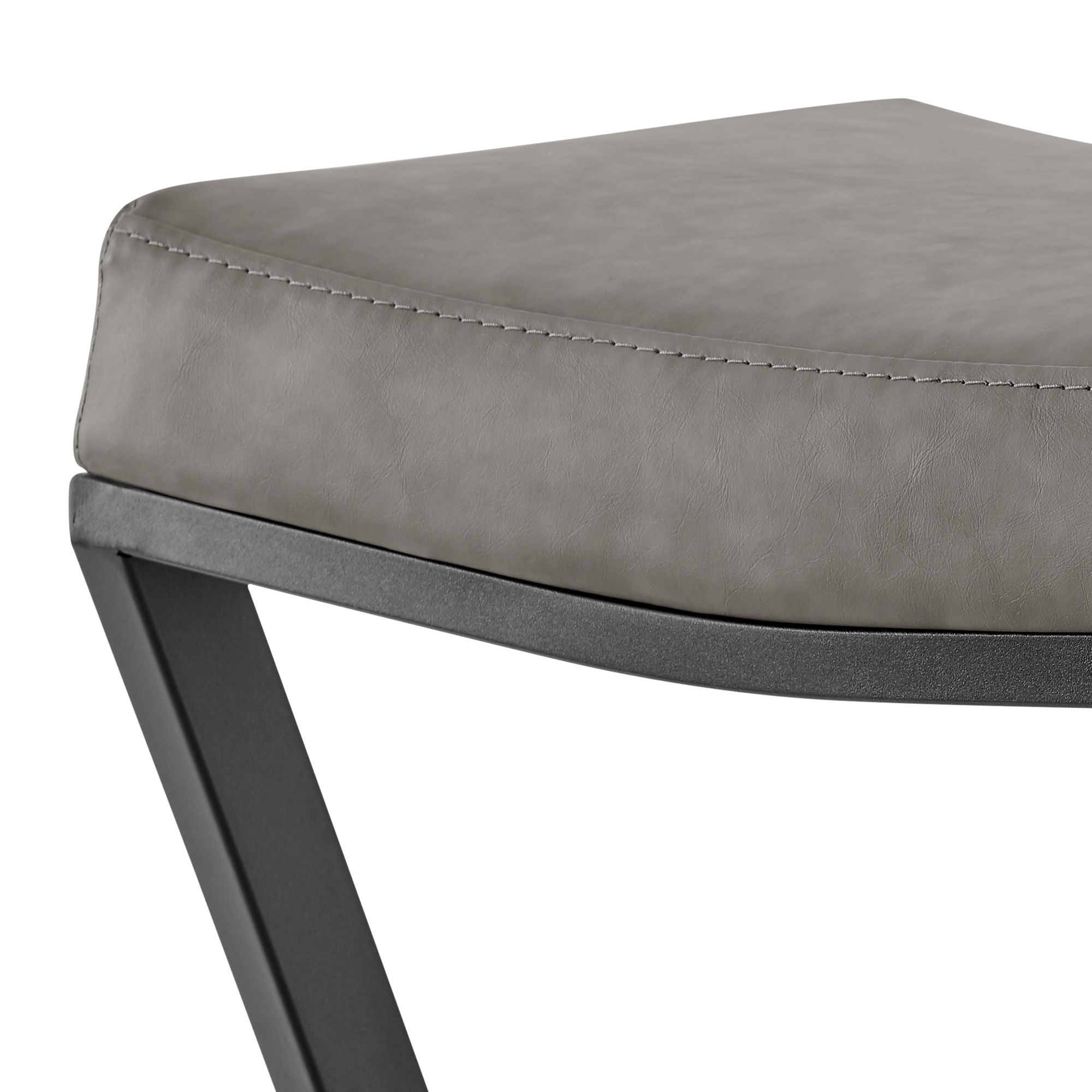Atlantis 30 in. Backless Bar Stool in Iron and Vintage Gray Faux Leather
