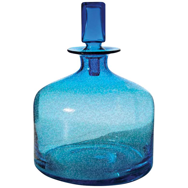 Image 1 Atlantis Small Pool Blue 12" High Glass Decanter