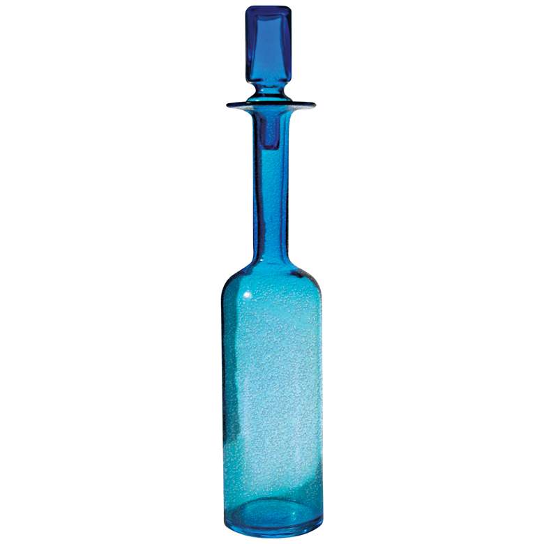 Image 1 Atlantis Tall Pool Blue 21" High Glass Decanter