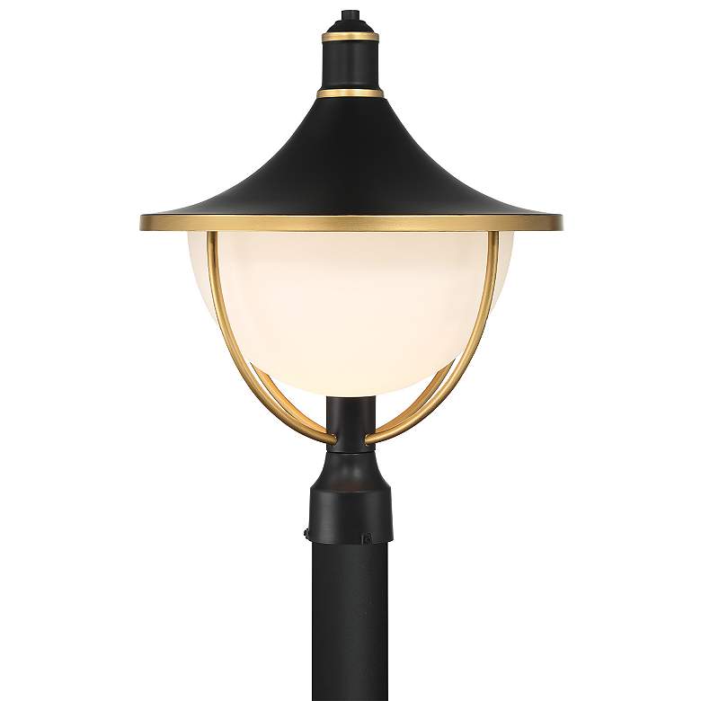 Image 3 Atlas 1 Light Matte Black + Textured Gold Outdoor Post more views