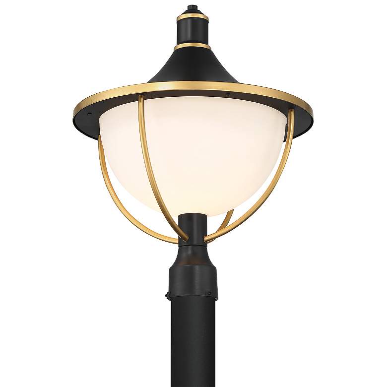 Image 4 Atlas 1 Light Matte Black + Textured Gold Outdoor Post more views