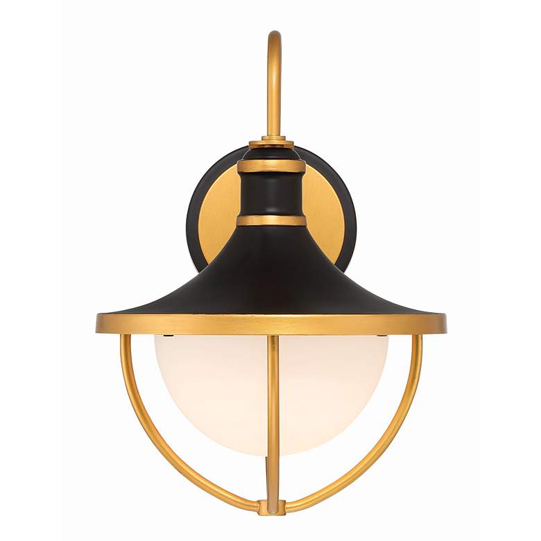 Image 3 Atlas 13 1/2" High Matte Black and Gold Outdoor Wall Light more views