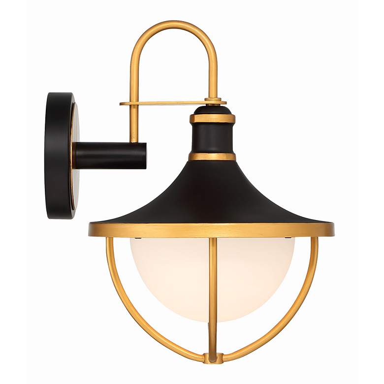 Image 4 Atlas 13 1/2" High Matte Black and Gold Outdoor Wall Light more views