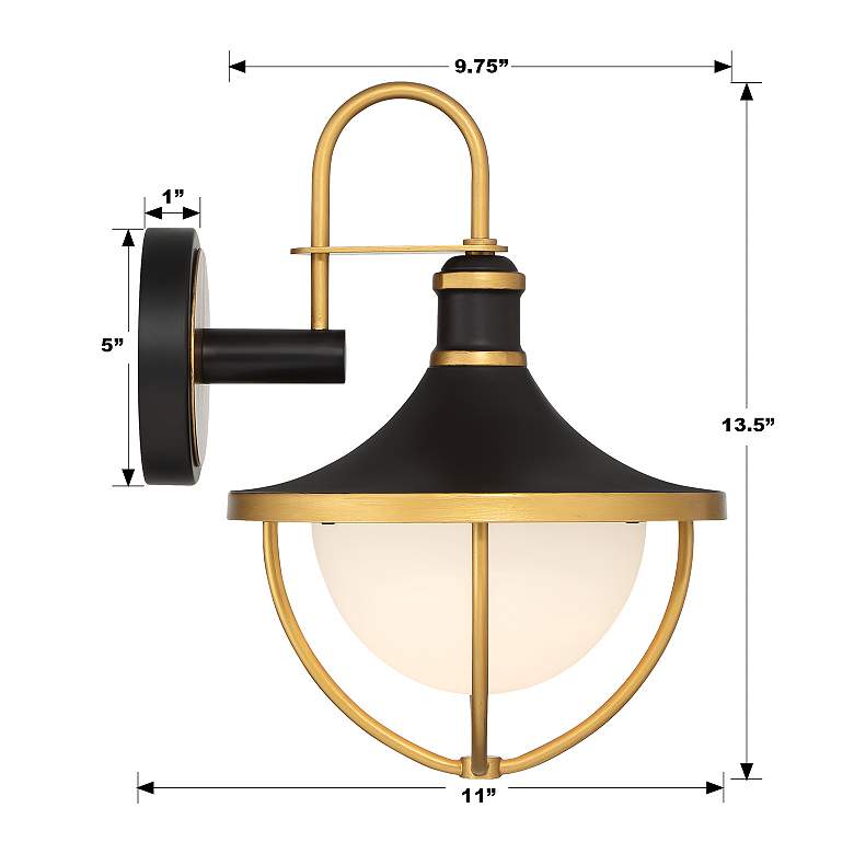 Image 6 Atlas 13 1/2" High Matte Black and Gold Outdoor Wall Light more views