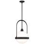 Atlas 14" Wide Black Globe Pendant Light w/ Opal Glass Shade