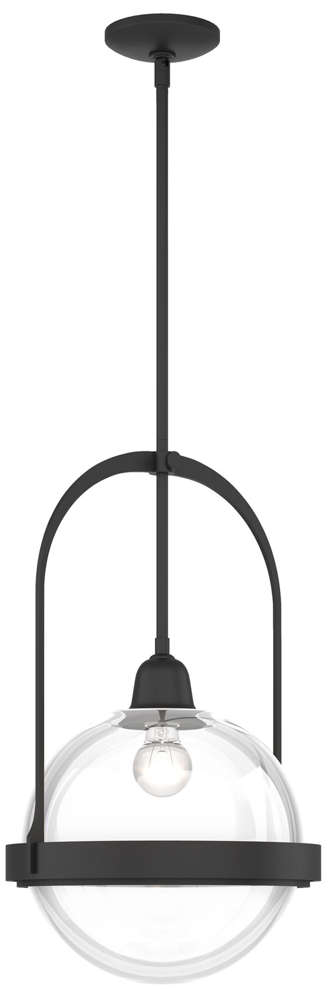 Atlas 14" Wide Black Mini Pendant w/ Clear Glass