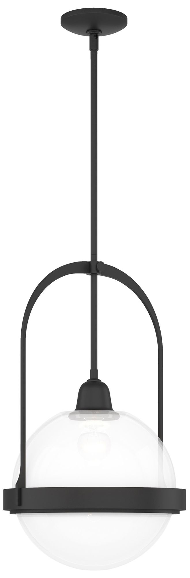 Atlas 14" Wide Black Mini Pendant w/ Opaline Glass
