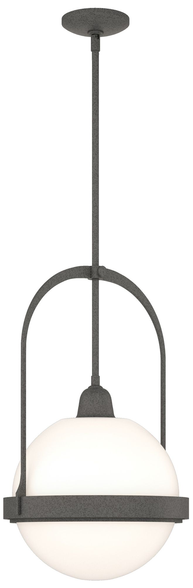 Atlas 14" Wide Natural Iron Mini Pendant w/ Opal Glass