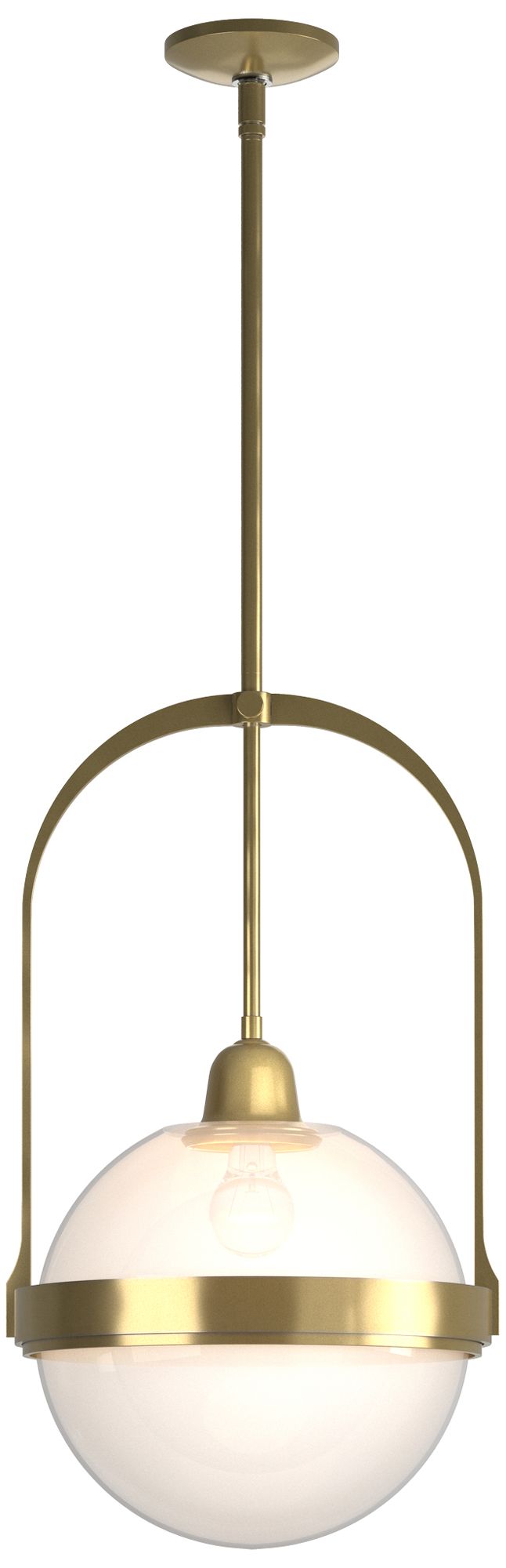 Atlas 14" Wide Modern Brass Mini Pendant w/ Opaline Glass