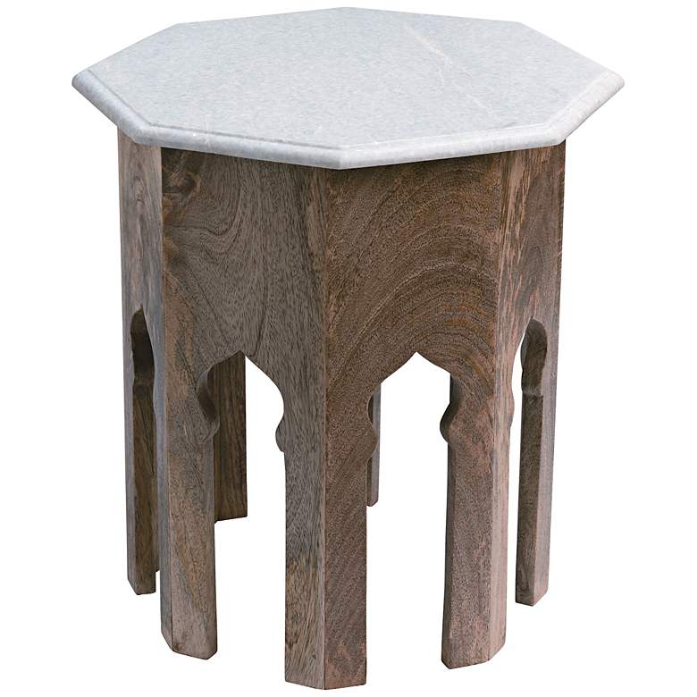 Image 1 Atlas 18" Wide White Marble Top End Table by Jamie Young 