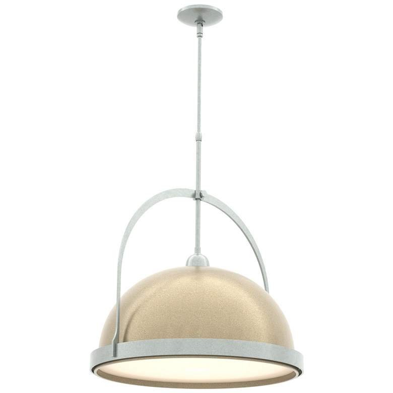 Image 1 Atlas 21.7" Wide Large Soft Gold Accented Vintage Platinum Pendant