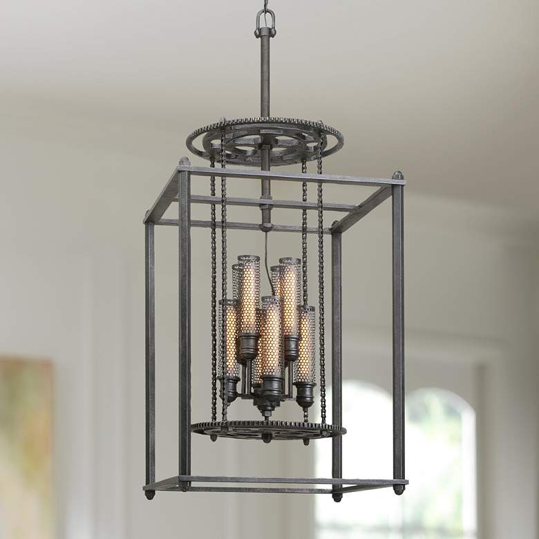 Image 1 Atlas 22" Wide Aged Pewter 8-Light Pendant
