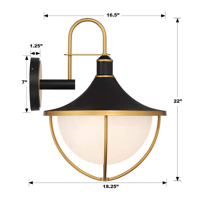Image 5 Atlas 22"H Matte Black and Textured Gold Outdoor Wall Light more views