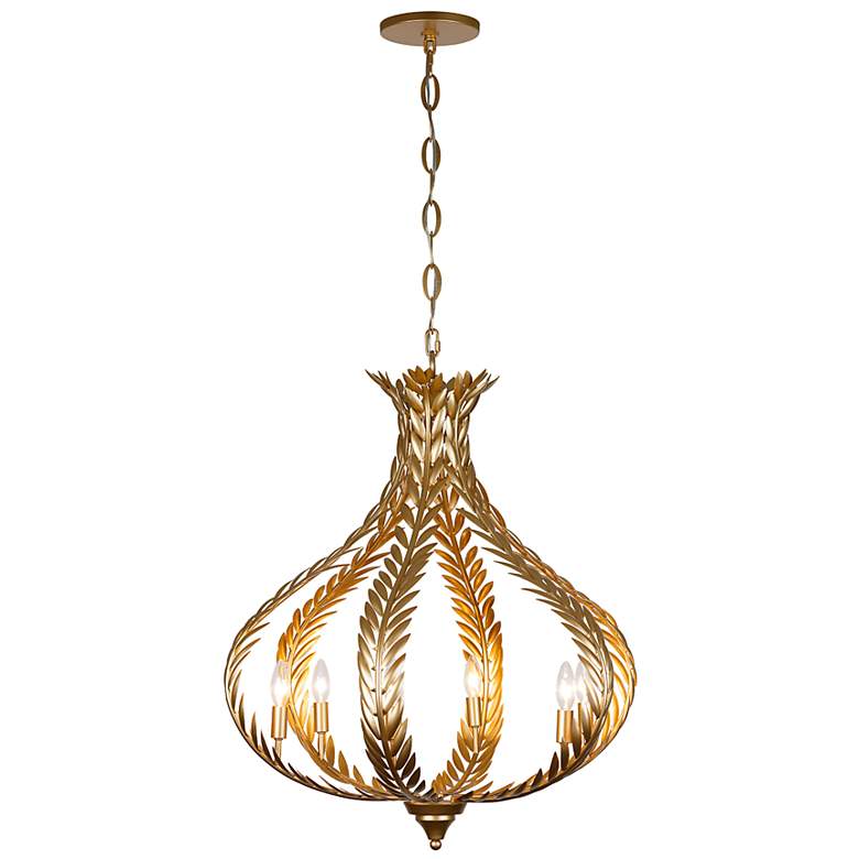 Image 1 Atlas 28 1/2" Wide Grecian Gold 6-Light Chandelier