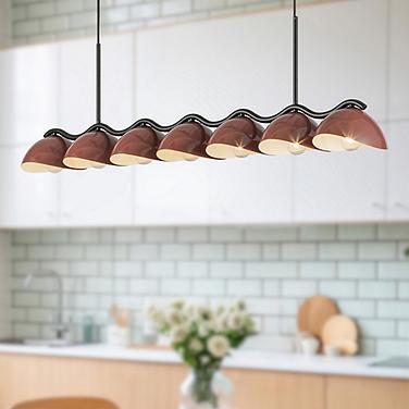 Atlas 42 1/2"W Black and Burgundy 7-Light Linear Chandelier