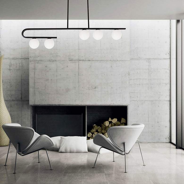 Image 2 Atlas 44" Wide 5 Light Horizontal Matte Black Pendant more views
