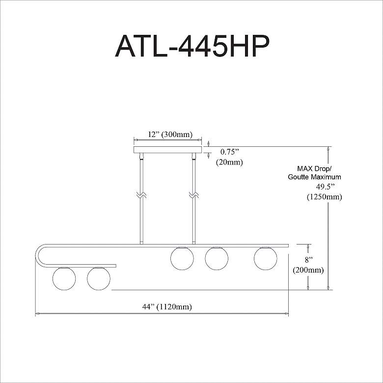 Image 3 Atlas 44" Wide 5 Light Horizontal Matte Black Pendant more views
