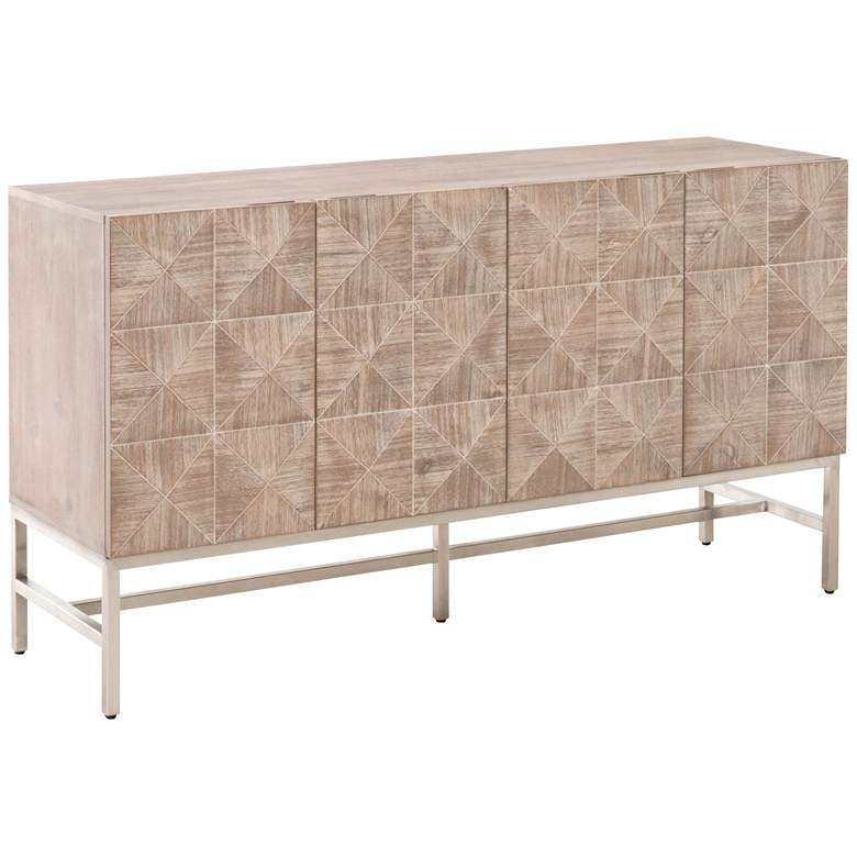 Image 1 Atlas 63 1/4 inchW Natural Gray Wood 2-Cabinet Media Sideboard