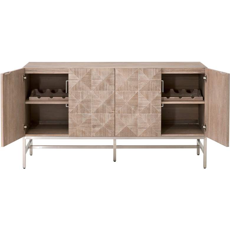 Image 3 Atlas 63 1/4 inchW Natural Gray Wood 2-Cabinet Media Sideboard more views